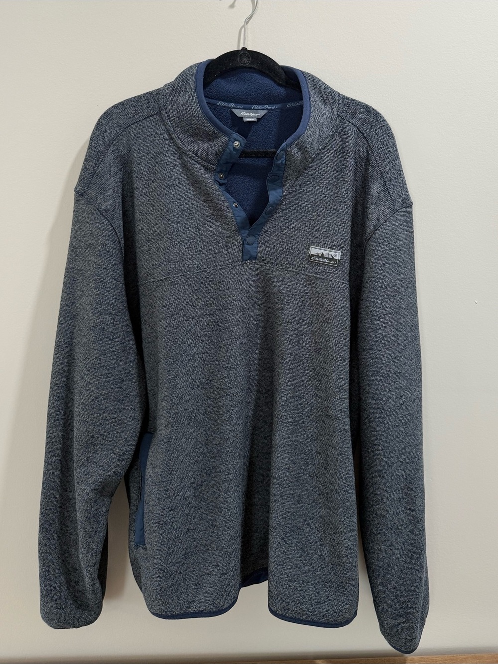 Eddie Bauer Navy Blue Fleece Snap Pullover